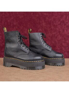 Dr Martens Women Pascal Max Leather Festival Platform Party Combat Boots sz 9